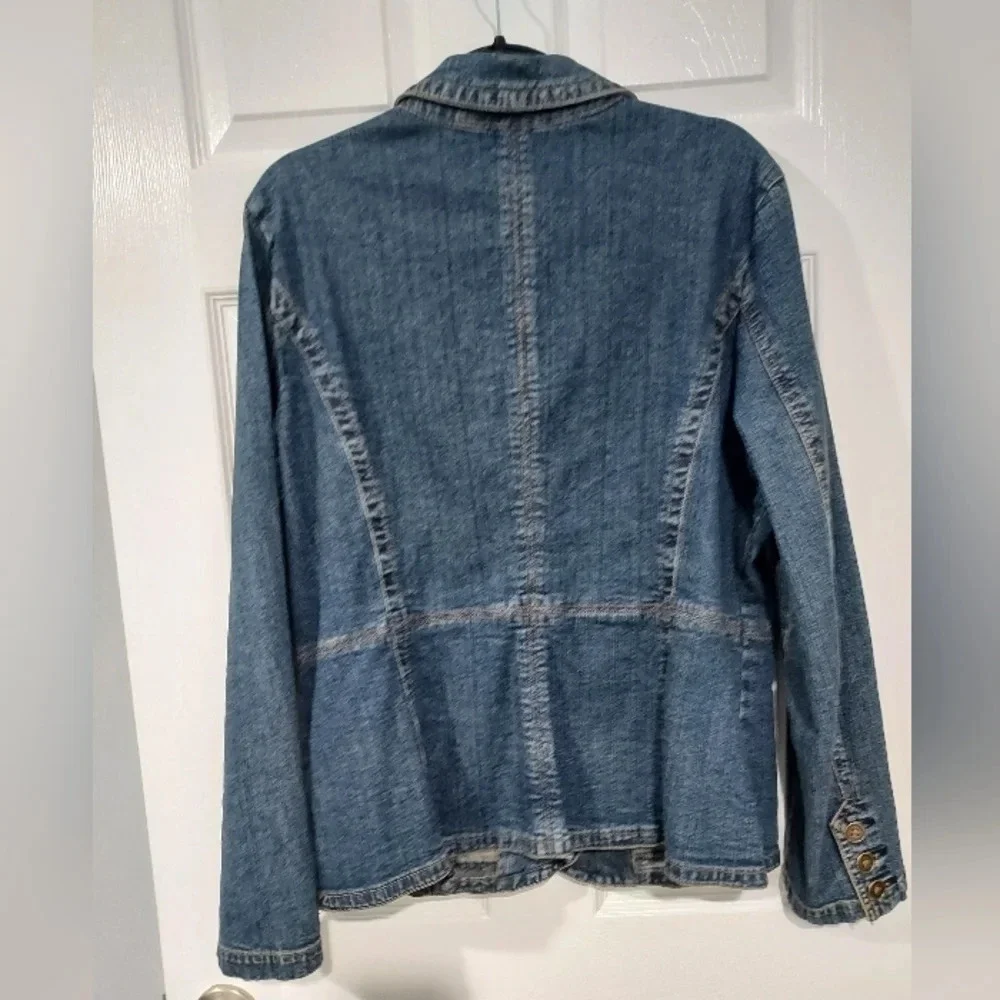 St. John's Bay Medium Wash Denim Long Sleeve Jacket in Size XL